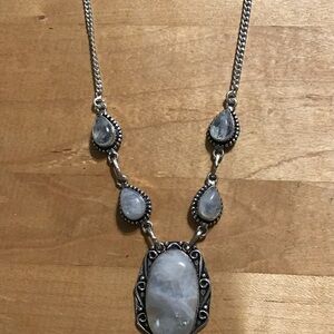 Unique Moonstone Necklace - 925 Plated/Stamped